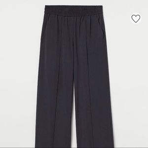 Dark grey pull on wide leg dress pants w seam